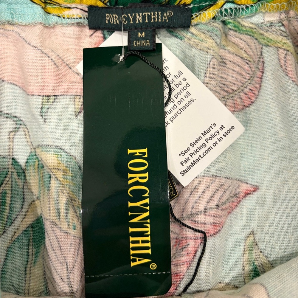 NWT For Cynthia Tropical 55% Linen Mini Skirt Blue & Green - Size M - Resortwear - Picture 10 of 13